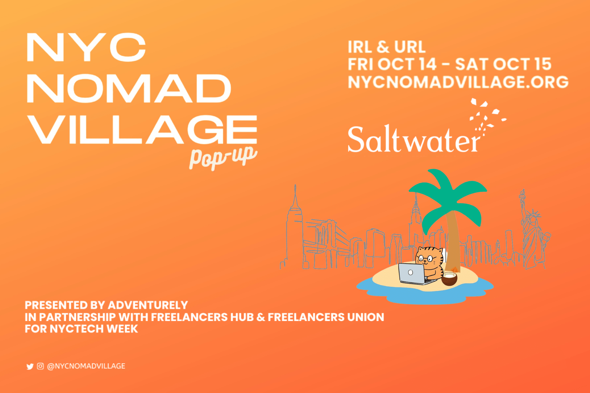 Adventurely NYC pop up digital nomad village supported by Saltwater